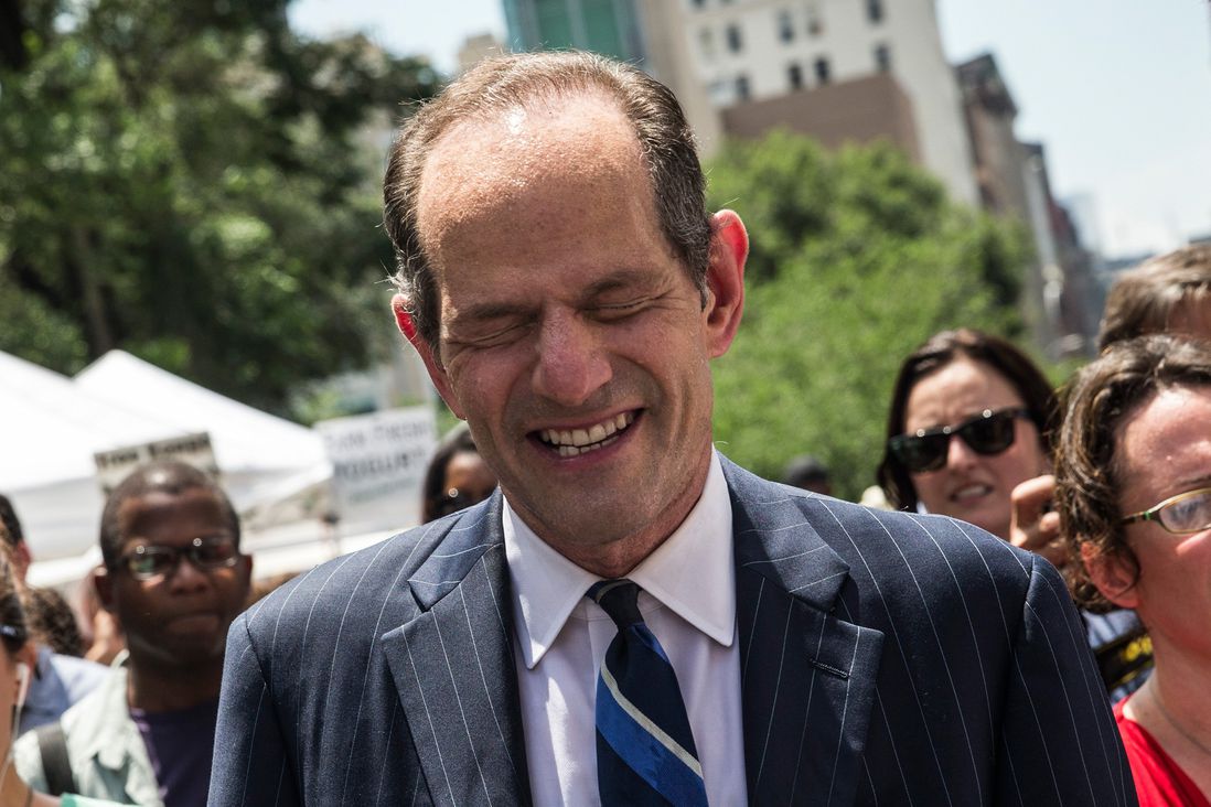 Spitzer <a href="http://gothamist.com/2013/07/08/spitzer_heckled_at_first_petitionin.php">on July 8, 2012</a>, the day after he announced he was running for NYC Comptroller. <br/>